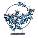 AONA 28-inch tabletop stand, blue butterflies clustered on metal ring with base legs