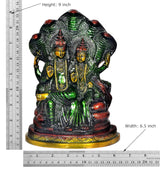 Brass Lakshmi and Vishnu on Sheshnag idol statue, height 9 inch (measured photo)