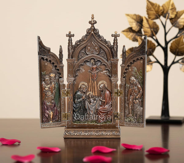 Resin Jesus Church Gate Statue for Home Desk Decor (Height: 8.5 Inches) Mandir Setting