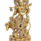 Brass Lord Krishna with Cow Idol Figurine Decorative Showpiece Krishna Idol for Home Office Temple Decor Gift Item Golden Height 13 Inches