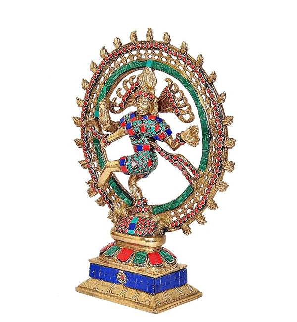 Brass Natraja On Base Statue Idol for Home Decor Showpiece | Height : 13.5 inches Entryway Setting