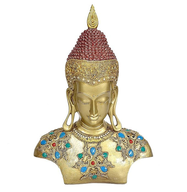 Buddha Head Buddha Statue for Garden Home Office Multicolor in Resin, (Height : 17 inches)