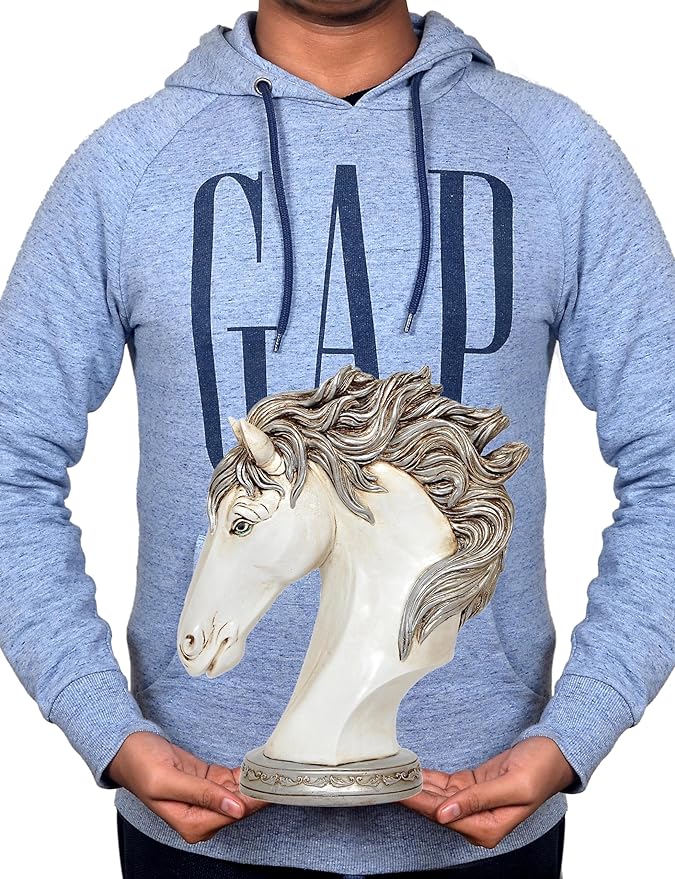Polyresin White Horse Head for Home Decor (Height: 12.5 Inch)