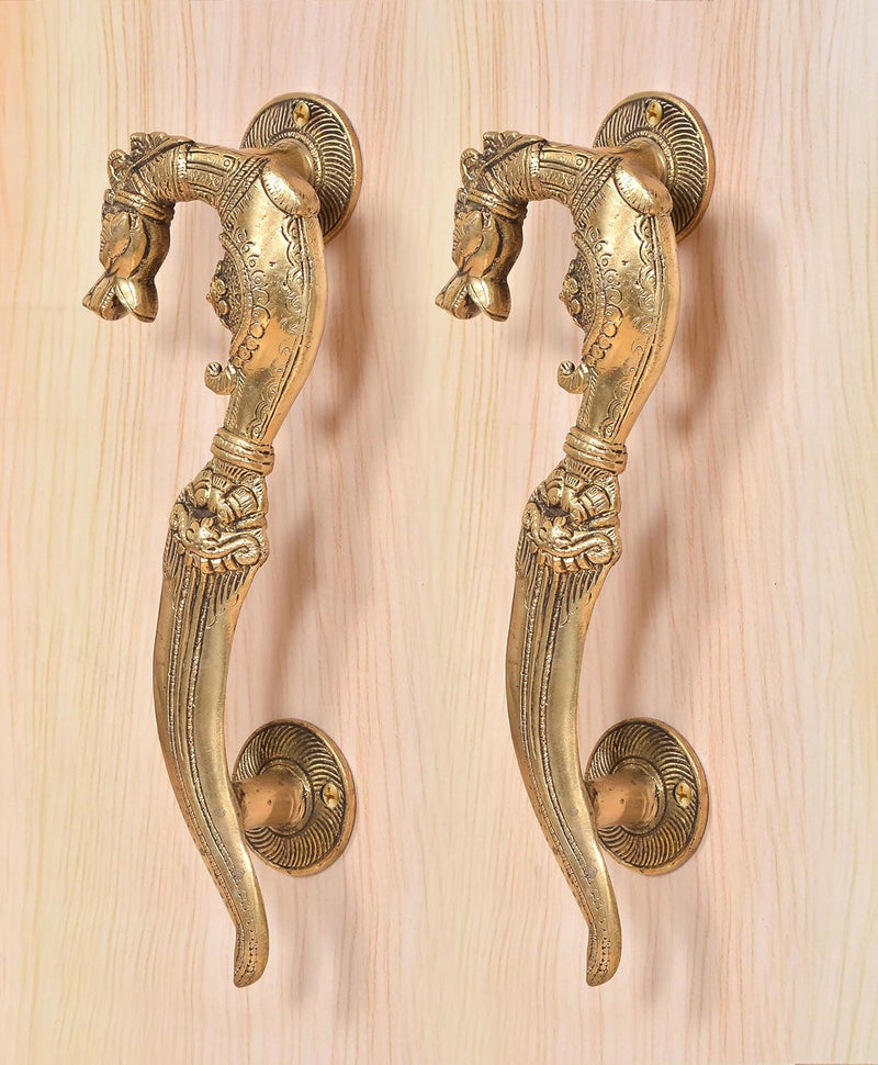 Brass Yali Design Door Handle Pair (Pack of 2) (Height : 11 inch)