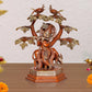 Brass Lord Cow Krishna with Tree Idol Figurine Sculpture Playing Flute Statue Decorative Showpiece, (Height 13 Inch)