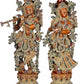 Brass Radha Krishna Idol Figurine Statue Sculpture Home Multicolour Height 29 Inches