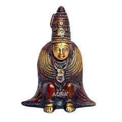 Tulja Maa goddess figurine in dark brown with gold detailing, 4.2 in height