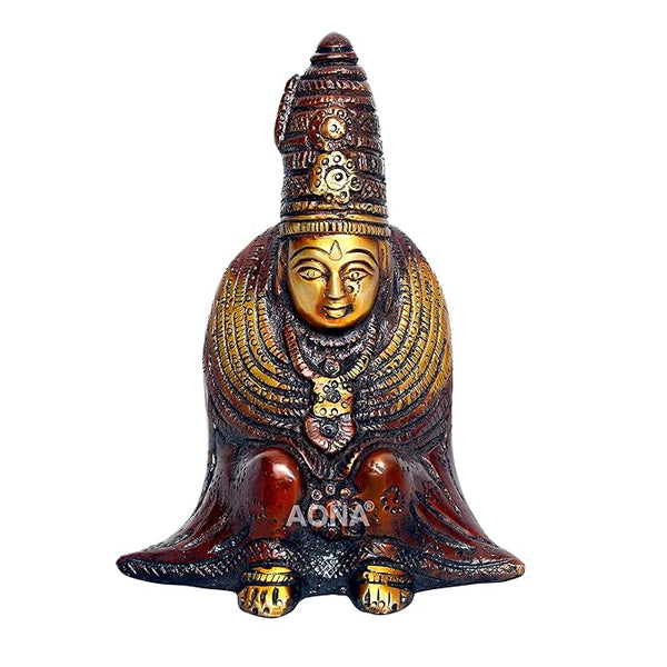 Brass Handicraft Tulja Maa Goddess - Brown Height 4.2 Inches Mandir Setting