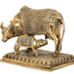 Brass Kamdhenu Cow with Calf for Home Decor Pooja Mandir Pooja Temple Office Decorative Showpiece Statue (Height: 8 Inch)