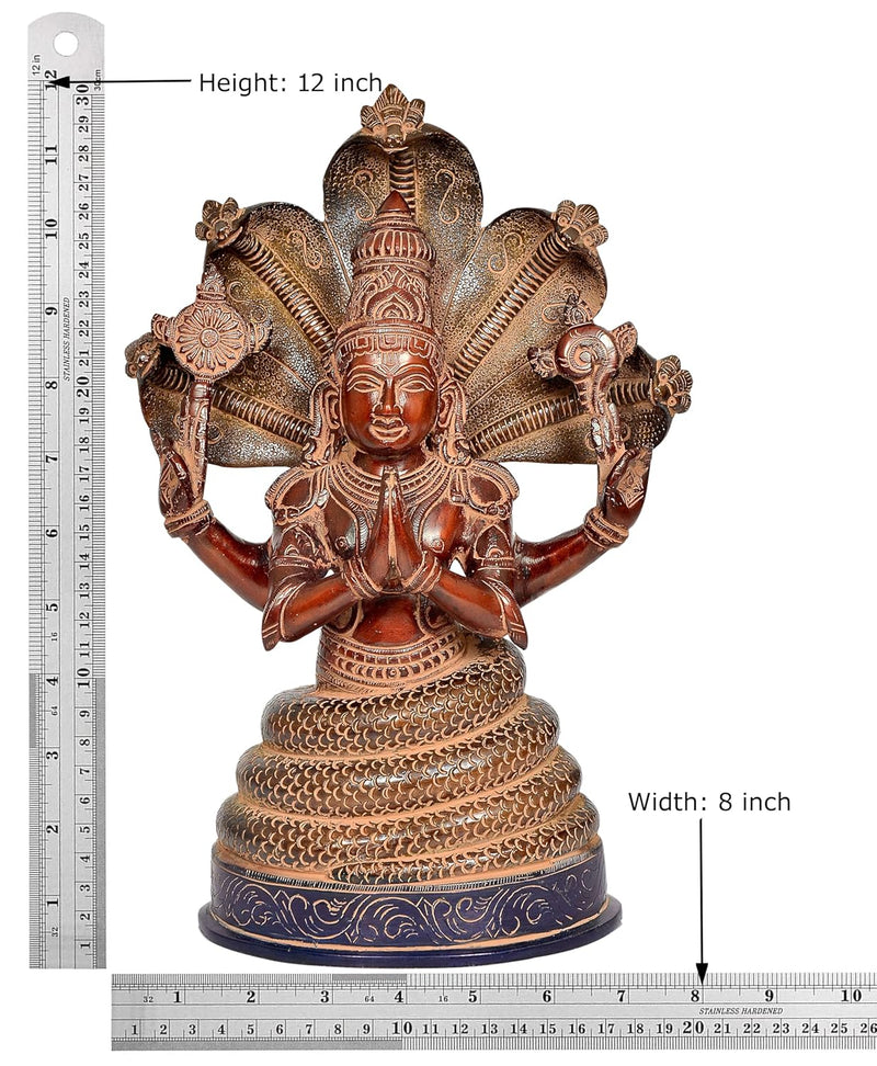 Brass Patanjali Statue - Handcrafted Sage Patanjali Idol for Home Decor and Yoga Studio - Yoga Guru Figurine (Height 15 Inch)
