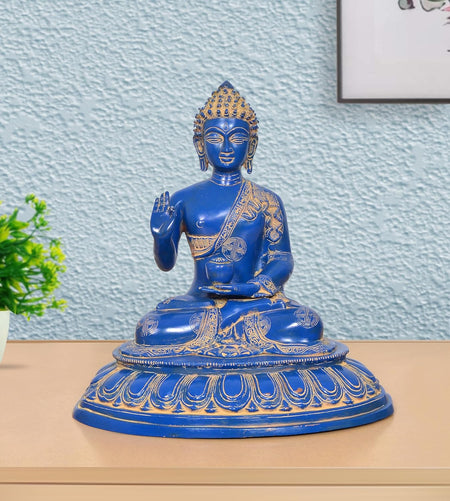 Brass Blue Buddha Statue (Height 16 Inch)