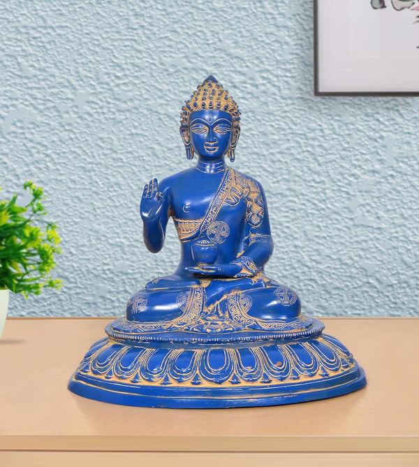 Brass Blue Buddha Statue (Height 16 Inch)
