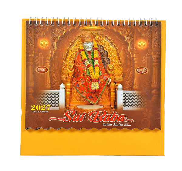 Table Top SAi Baba Desk Standing Calendar For Home and Office Table Calendar 2027 (Height:8.5 Inches) Study Setting