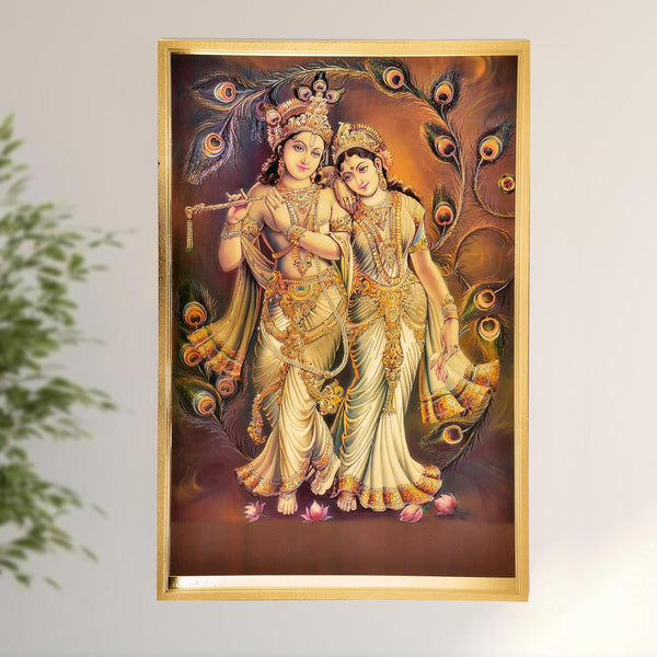 Gold Foil Plated Radha Krishna Wall Poster (Height 18 Inch X Width 12 Inch)