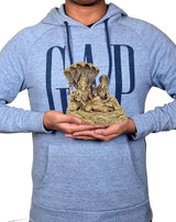 5-inch brass Lakshmi-Vishnu Sheshnag idol statue held in hands for home puja