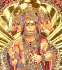 Panchmukhi Hanuman ji का चेहरा व किरीट, गोल्ड फॉइल पोस्टर क्लोज़अप