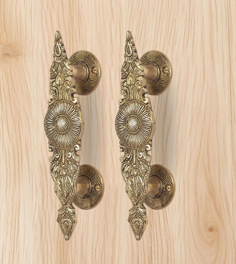 Brass Design Door Handle Pair (Pack of 2) (Height : 9 inch)