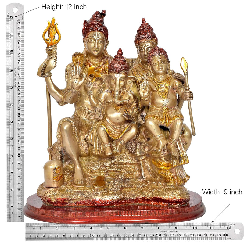 Brass Shiv Parivar Shiva Family Idol Family for Home Decor Mandir Pooja Showpiece Barss Statue (Height 12 Inch)