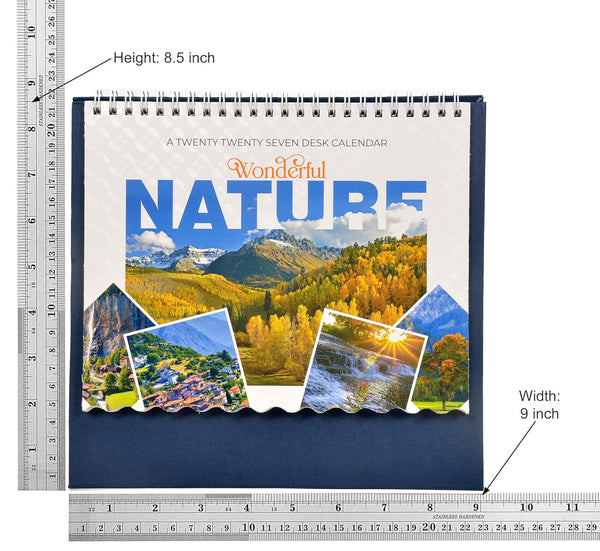 Table Top Wonderful Nature Desk Standing Calendar For Home and Office Table Calendar 2027 (Height:8.5 Inches) Study Setting