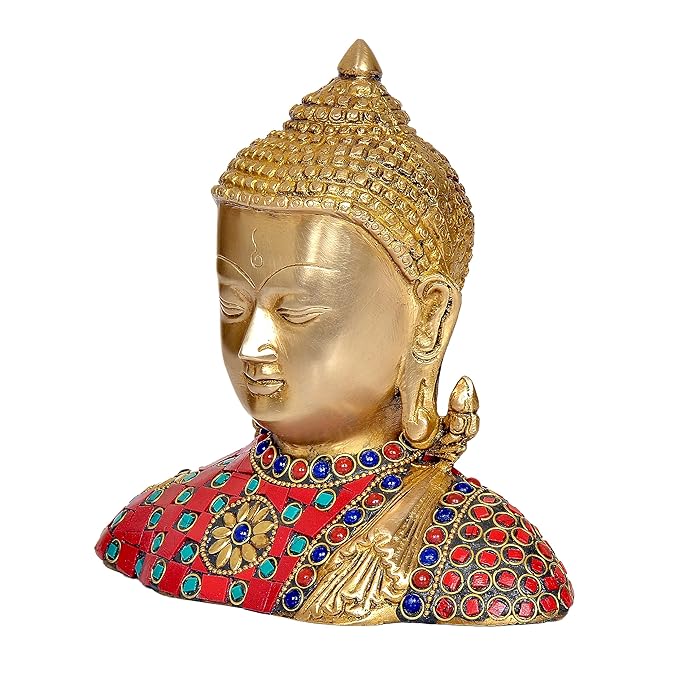 Brass Buddha Bust Showpiece (Height : 6 Inches) Craft Detail
