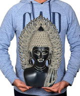 Buddha bust statue holding hands display, black face with silver beaded crown