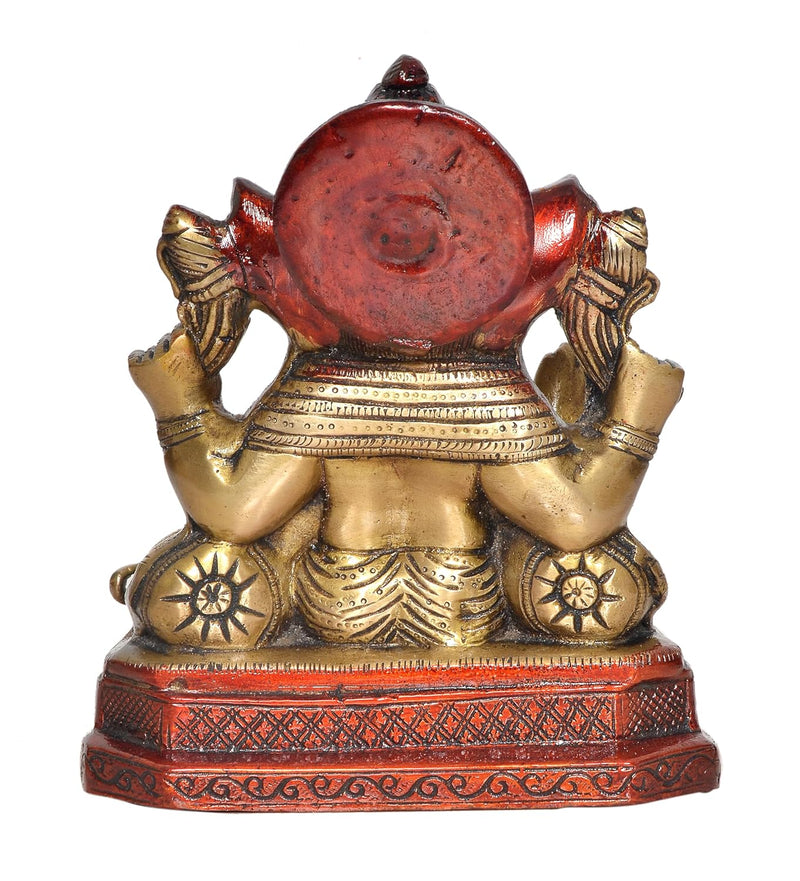 Brass Lord Ganesha Idol Ganesh Statue Decorative Sculpture for Home Decor Office Mandir Pooja Showpiece (Height 7 Inch)