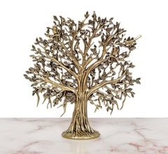 Bronze Kalpavriksha tree figurine, taller canopy detail and carved trunk texture