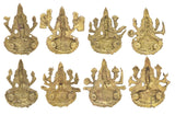 Brass Ashtalakshmi wall hanging set of 8, gold-toned back relief forms