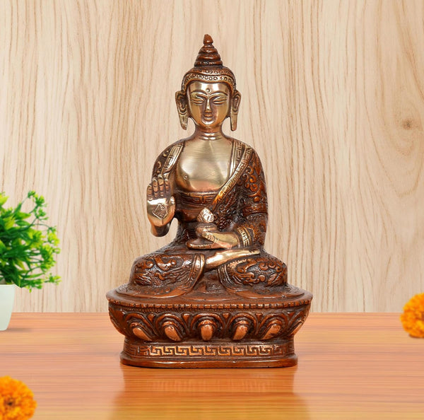 Brass Abhaya Mudra Buddha Idol (Height 7 Inch)