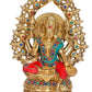 Brass Goddess Lakshmi with Aureole of Purnaghatas, Height: 10.7 inch