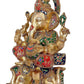 AONA Brass Ganpati Statue Idol Murti On Lotus for Home Decor Height : 17 inches