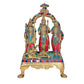 Brass Lord Ram Darbar Religious Indian Art Statue Idol Multicolour with Eye Work Height 13 Inch