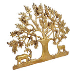 Brass Kalpavriksha tree wall hanging with deer and detailed leaf branches