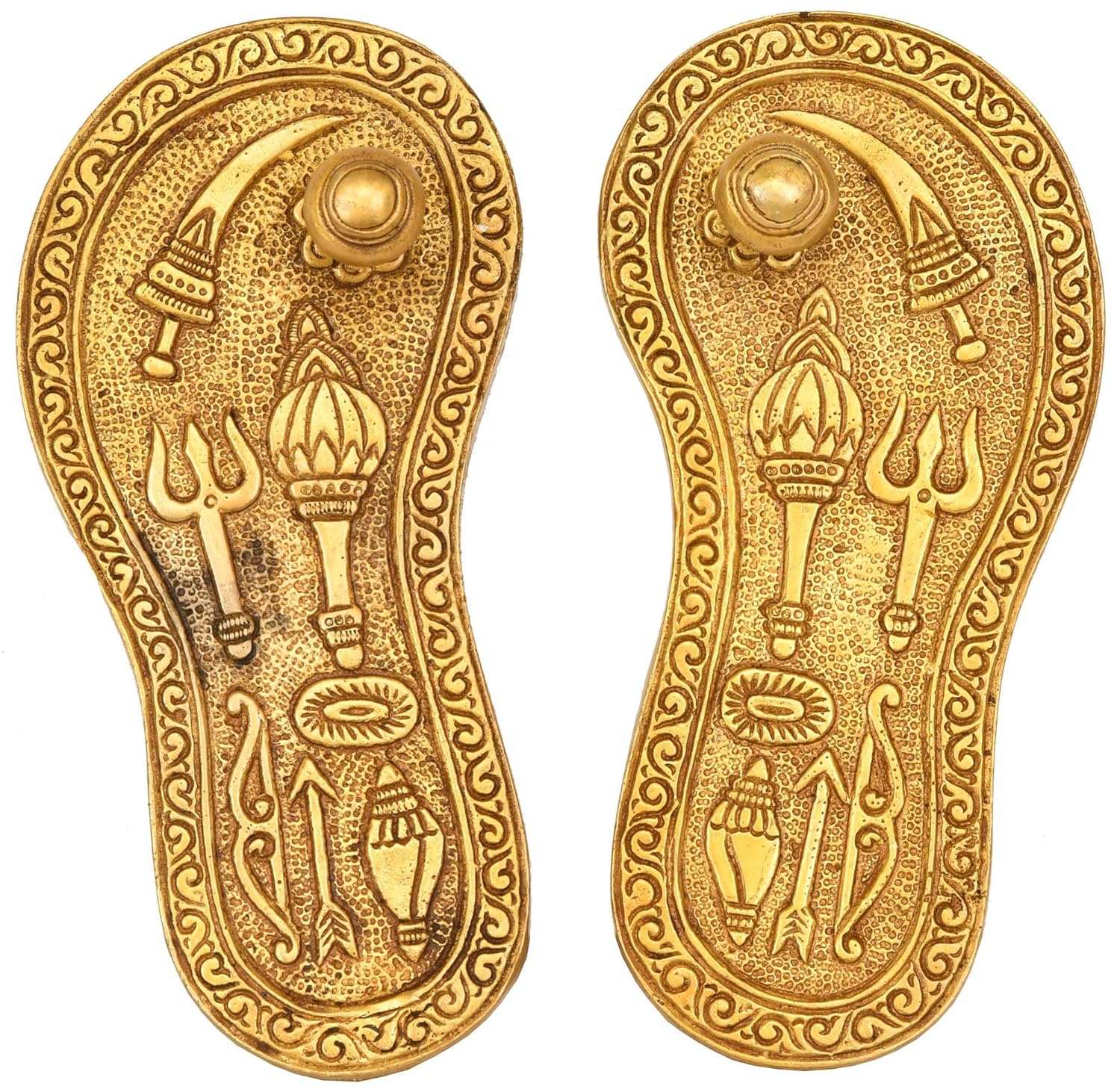 Brass Charan Paduka Length : 15.5 cm