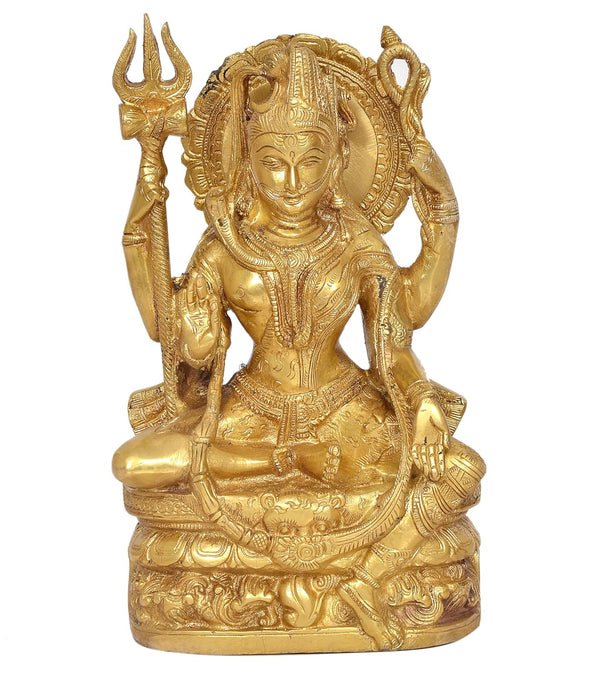Brass Shiva and Parvati Ardhanrishvara Murti Religious Statue for Home Temple Decor (Height :10 inch) Entryway Setting