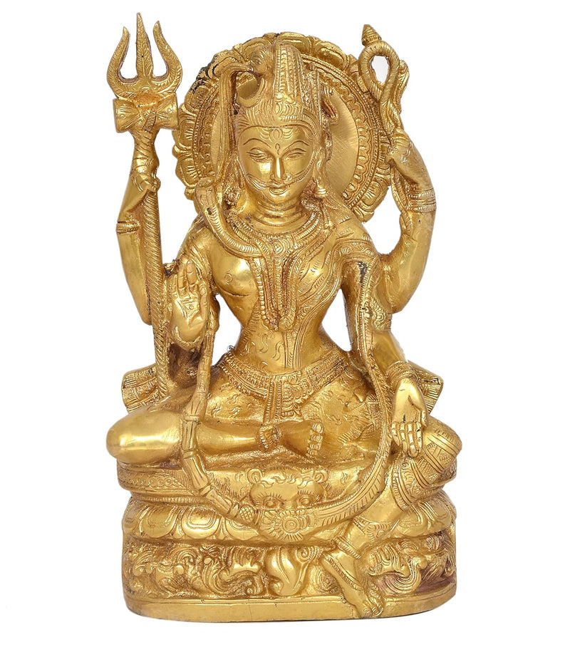 Brass Shiva and Parvati Ardhanrishvara Murti Religious Statue for Home Temple Decor (Height :10 inch)