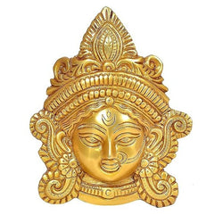 Brass Durga Mask Idol Maa Durga Mask Wall Hanging Wall Decor Height 7.5 Inch