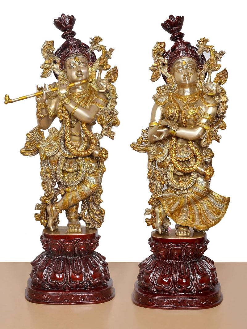 Brass Radha Krishna Idol (Height 37 Inch)
