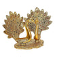 Metal Double Lovers Peacock Statue, Showpiece Figurine Gold Height 6 inch