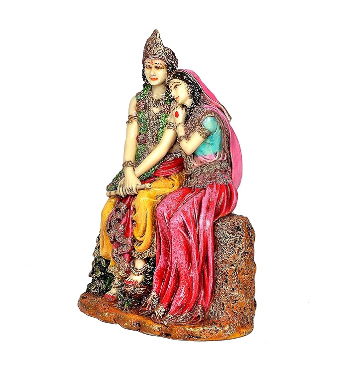 Resin Colourful Radha Krishna Idol (Height : 6.75inches)