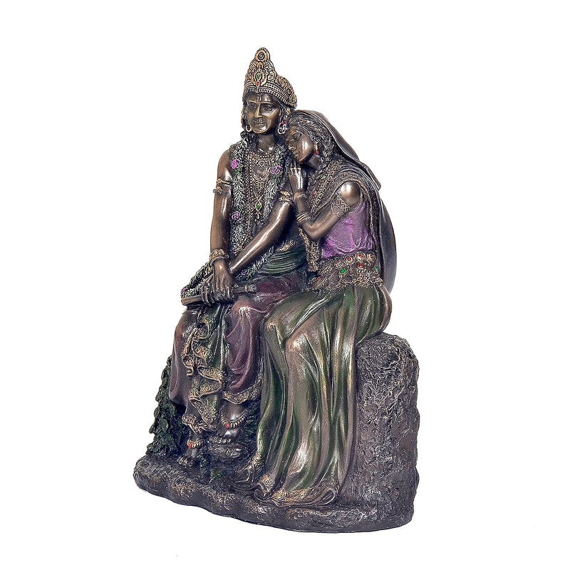 Bonded Bronze Radha Krishna | KRISHN Murti Idol Statue for Home Office Pooja Room | Height 7 Inches