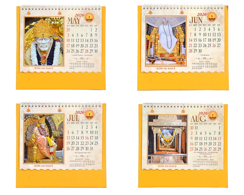 Table Calendar 2026 Sai Baba |12 Months| (Size 8.5 x 9 Inch)