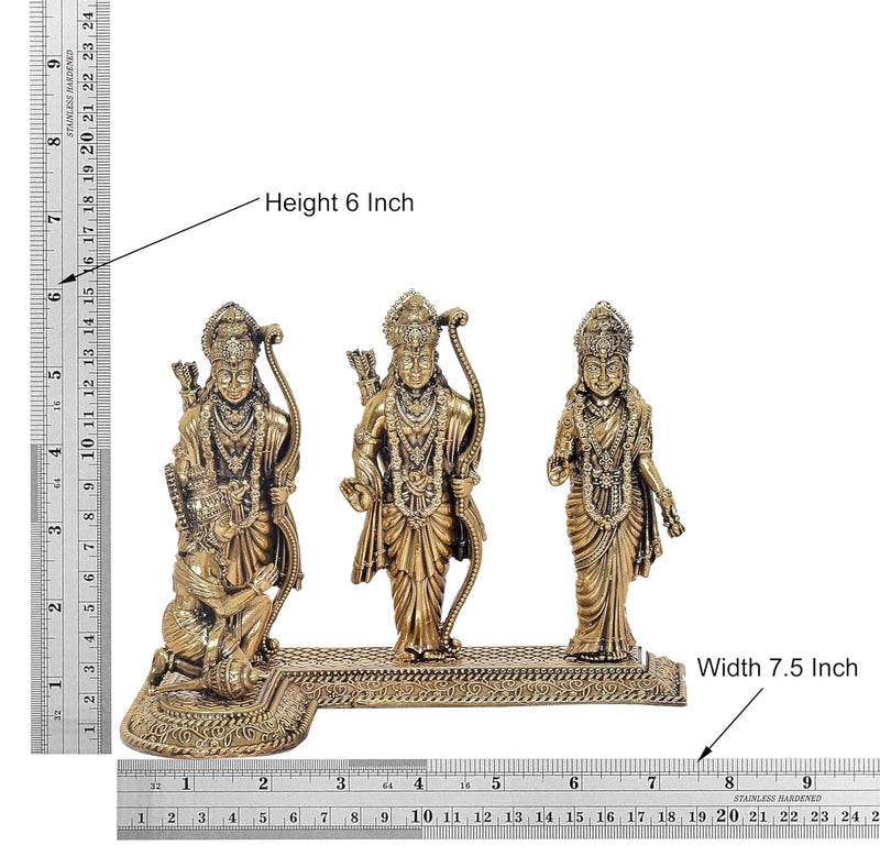 Bronze Ram Darbar with Sita Lakshman Hanuman Bronze Finish Statue, for Home Decor Pooja Mandir (Height 6 inch)