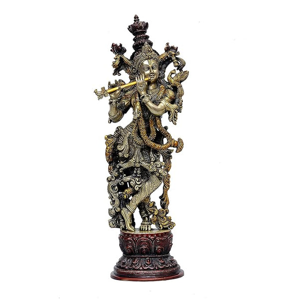 Brass Murli Manohar Krishna Idol (Height: 15 Inches)
