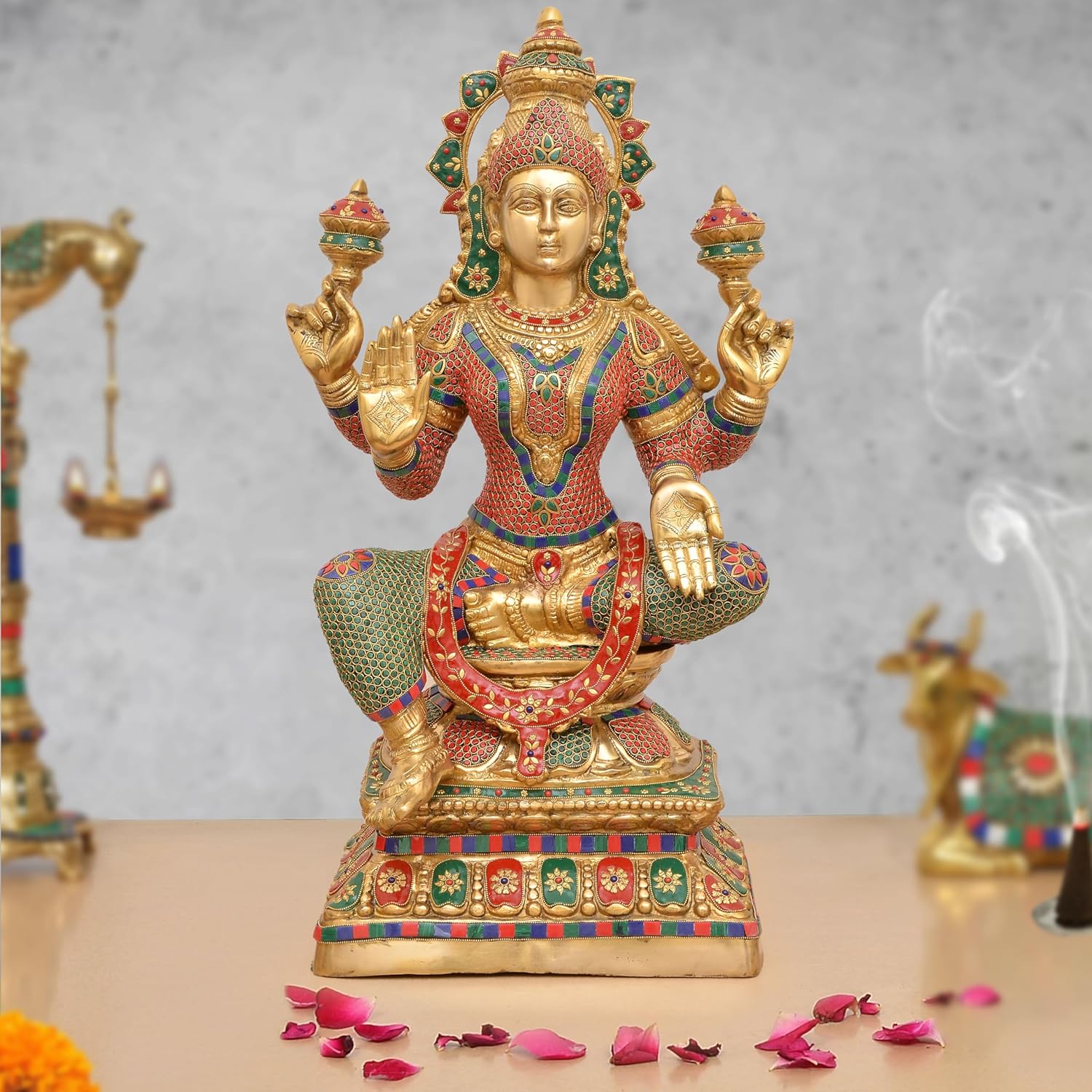 AONA Brass Goddess Big Size Lakshmi Idol 