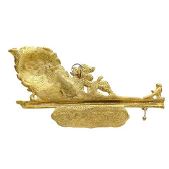 Gold plated Morpankh key holder side view with golden finish and hanging key hook
