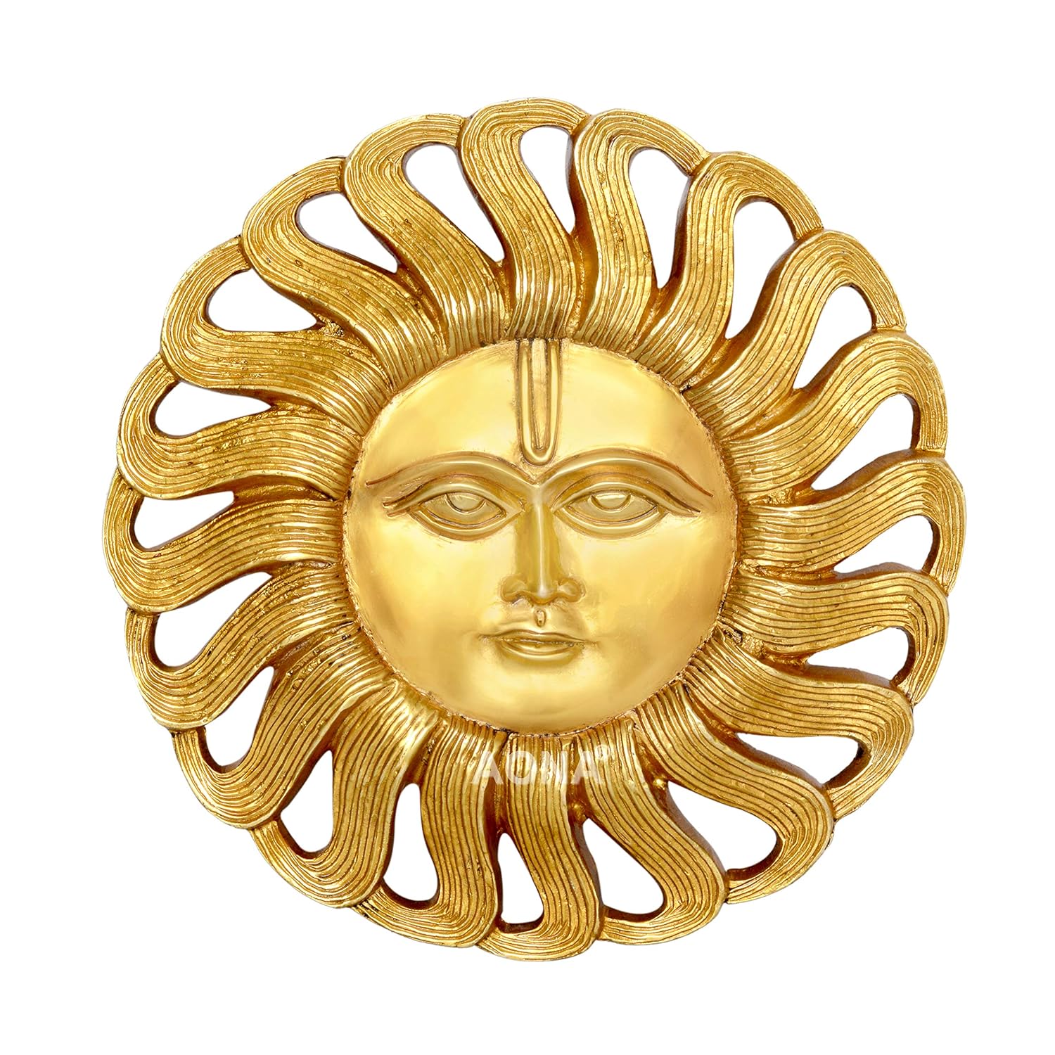 Brass Sun (Surya) Face Sculpture Wall Hanging | Height 10 Inches