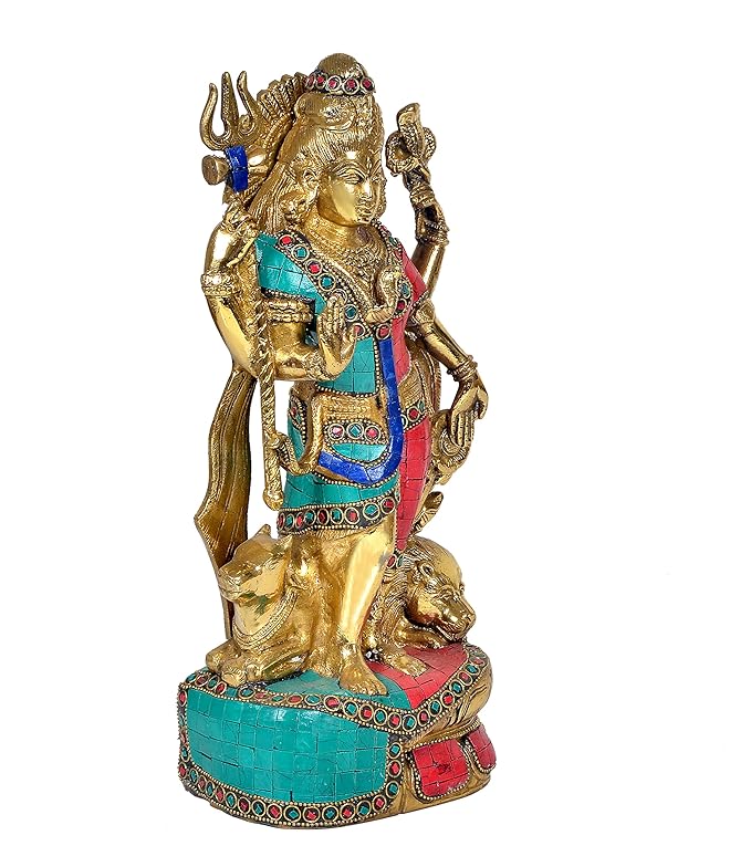 Brass Ardhanarishvara | Ardhnarishwar Statue | Ardhnari | Shiv Parvati Double Avatar | Shiv Parvathi Idol | Lord Shiva and Parwathi Statue | Ardhanarishvara Height 17 Inches Craft Detail