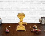 Brass Shivling puja idol, golden 7 inch standing base