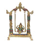 Brass Ganesha Swing Jhula Statue with Stone Work for Home Decor | Height : 12 Inches